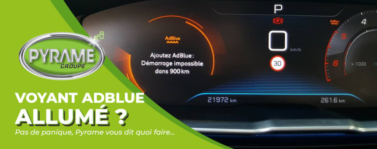 Voyant Adblue allumé sur un tableau de bord de voiture